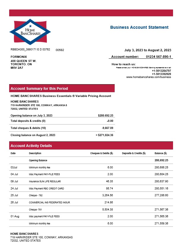 Accueil Bancshares Relevé de compte bancaire ferme Modèle Word et PDF